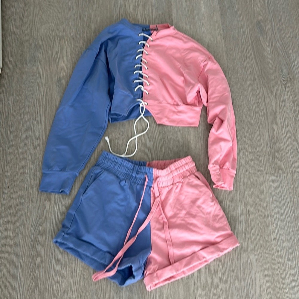 Akira brand crop long sleeve top and shorts set. Size S